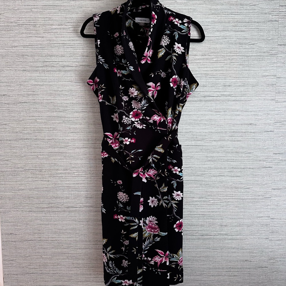 Calvin Klein Black Floral Midi Dress